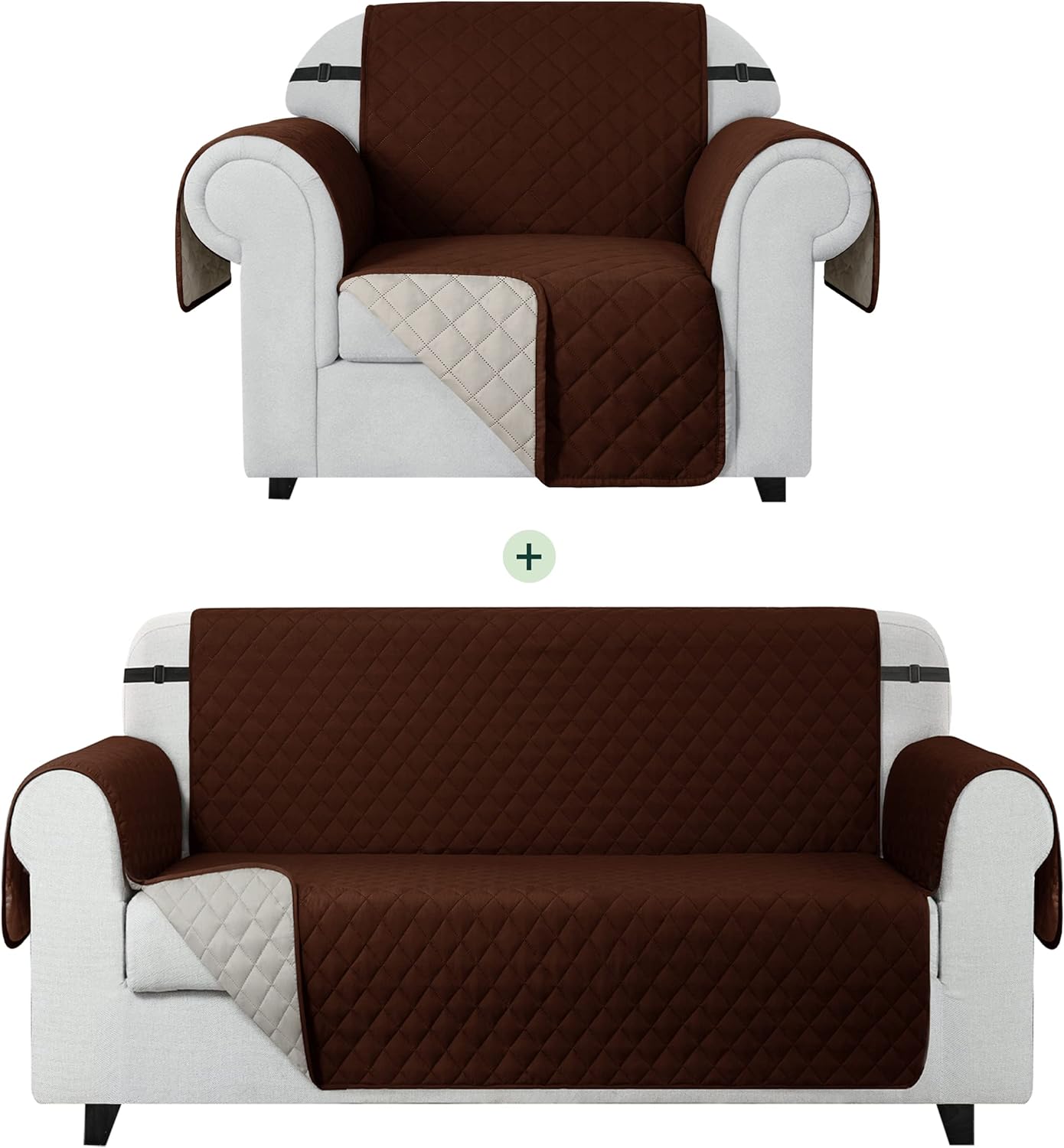 trending design Premium Ultrasonic Quilted Cotton Sofa Protector Brown