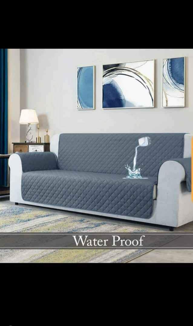 Premium Ultrasonic Quilted Cotton Sofa Protector - Gray