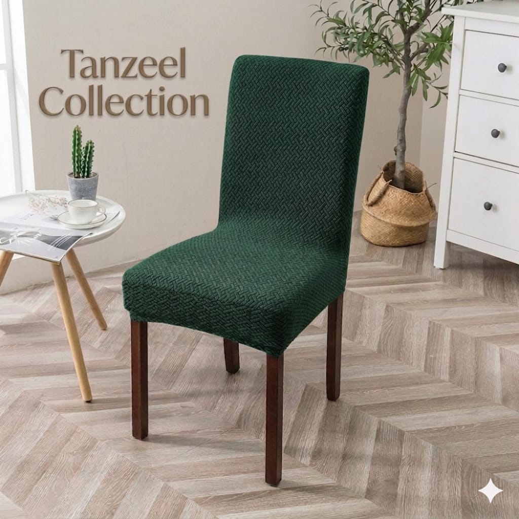 New Thickend Velvet Strip Design Dinning Chair Covers (Green)