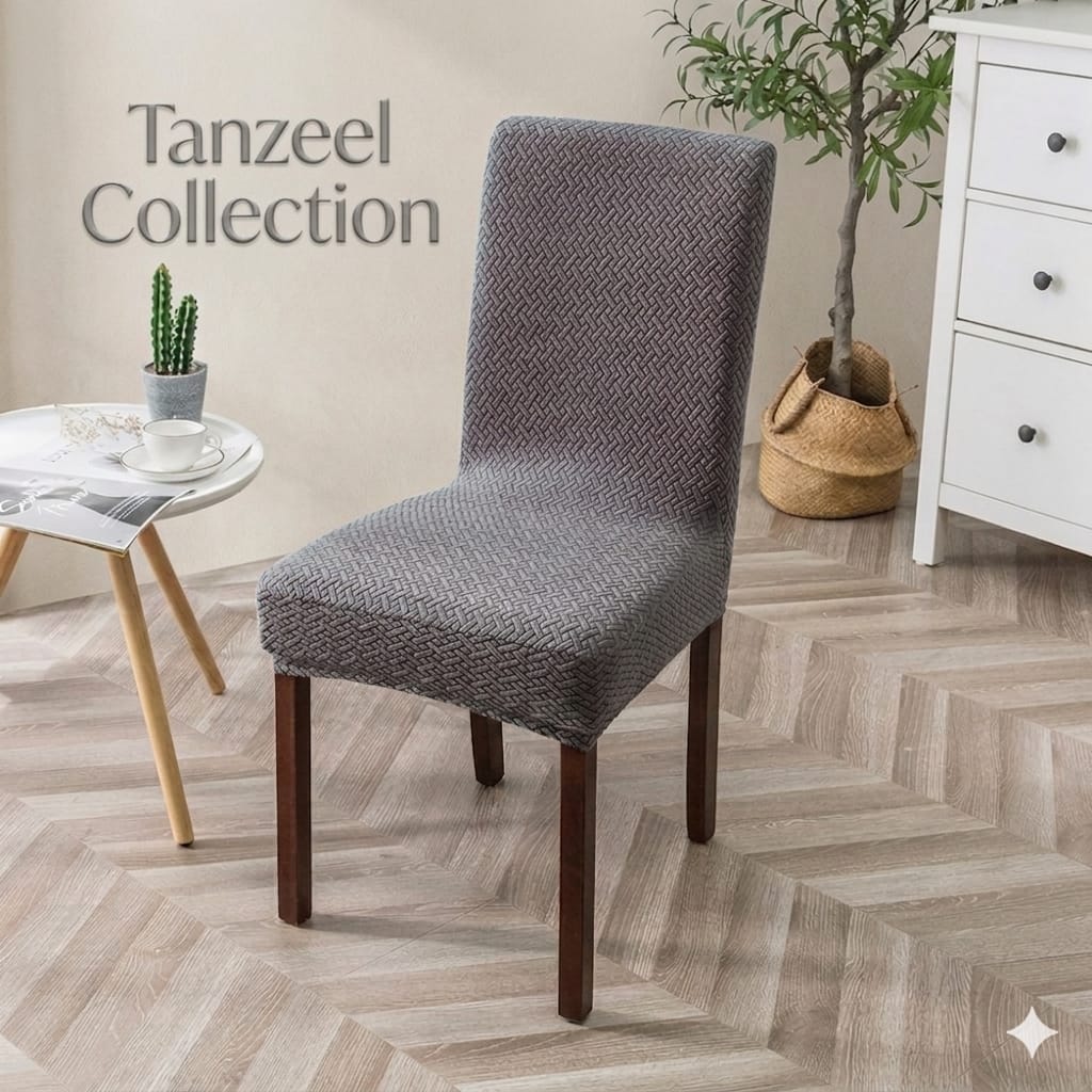 New Thickend Velvet Strip Design Dinning Chair Covers (Gray)