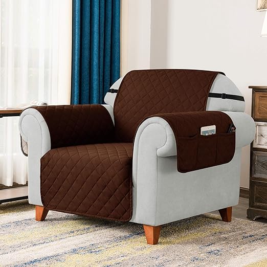 trending design Premium  Ultrasonic Quilted Cotton Sofa Protector Brown