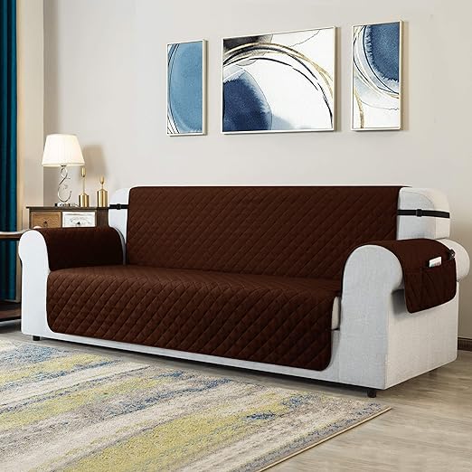 trending design Premium  Ultrasonic Quilted Cotton Sofa Protector Brown