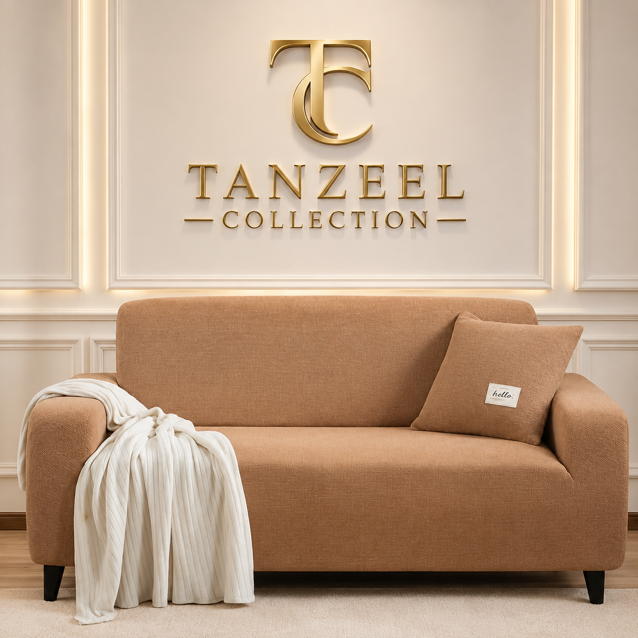 Fitted Micro Mesh Sofa Cover (Copper Color)