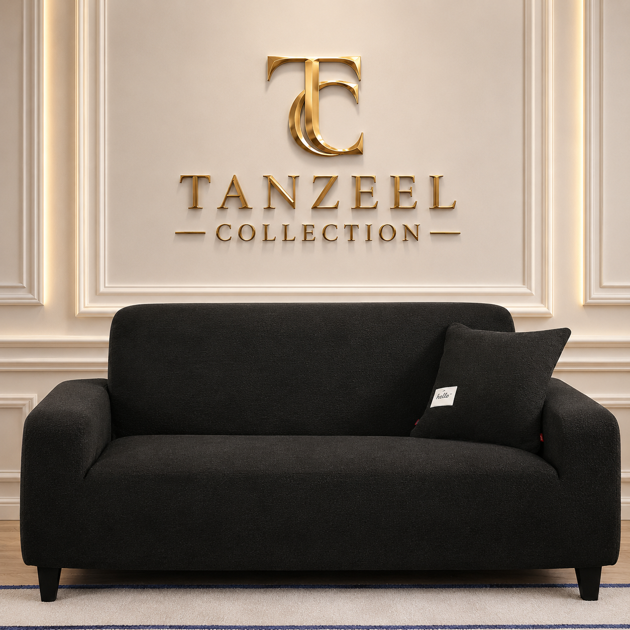 Fitted Micro Mesh Sofa Cover (Black Color)