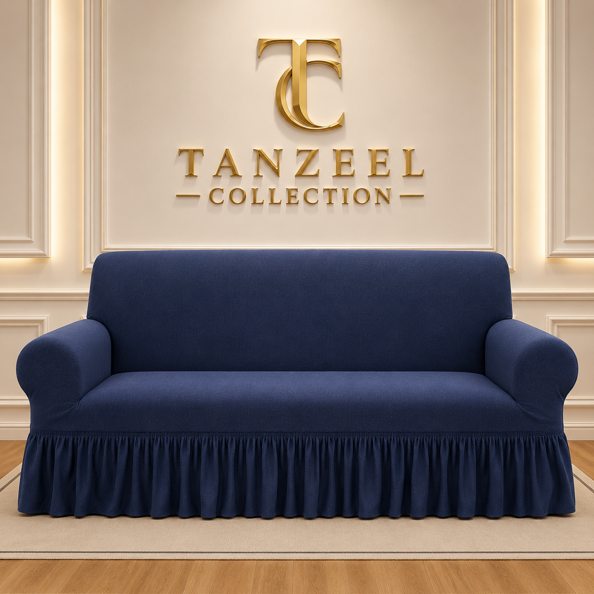 Frill Style Micro Mesh Sofa Cover (Blue Color)