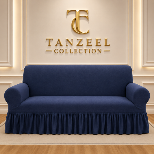 Frill Style Micro Mesh Sofa Cover (Blue Color)