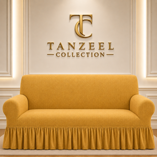 Frill Style Micro Mesh Sofa Cover (Skin Golden Color)