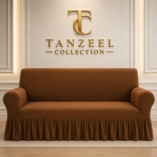 Frill Style Micro Mesh Sofa Cover (Copper Color)