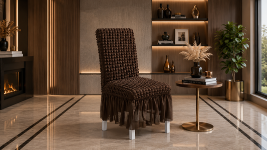 Frill Style Bubble Stuff Chair Cover (Brown Color)