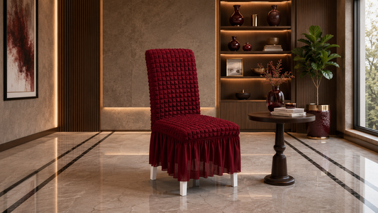 Frill Style Bubble Stuff Chair Cover (Maroon Color)