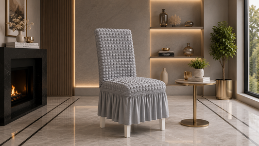 Frill Style Bubble Stuff Chair Cover (Light Grey Color)