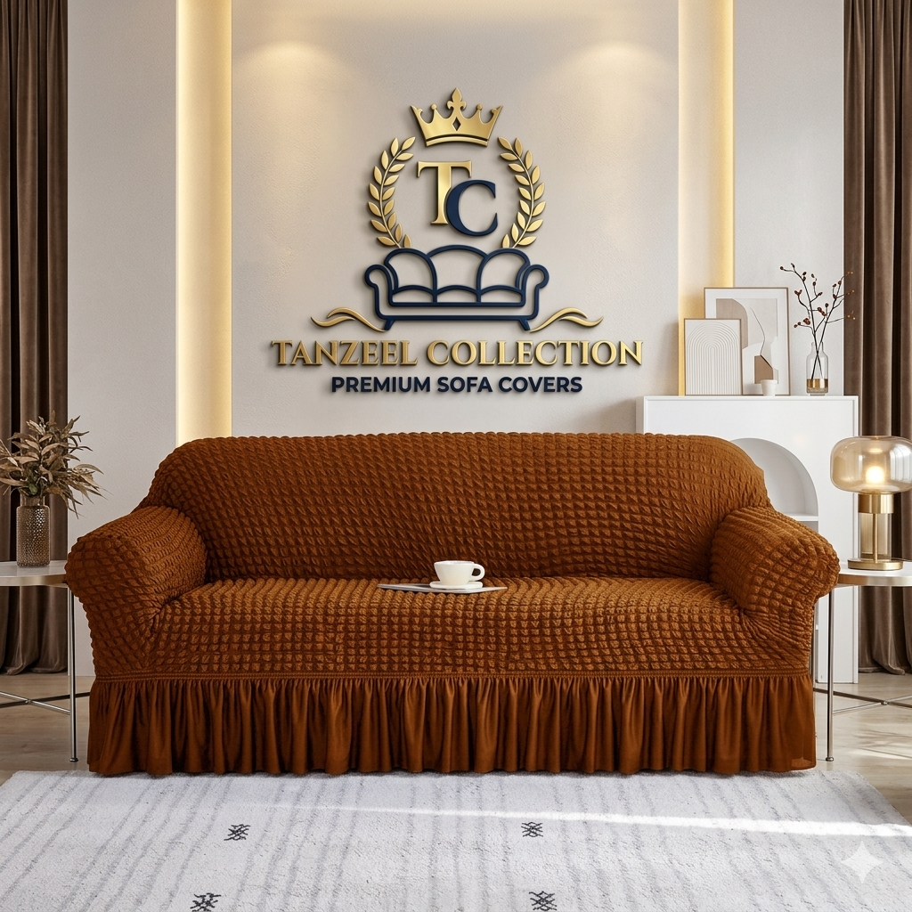 Frill Style Bubble Stuff Sofa Cover (Copper Color)