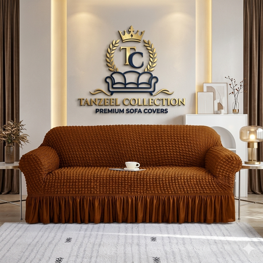 Frill Style Bubble Stuff Sofa Cover (Copper Color)