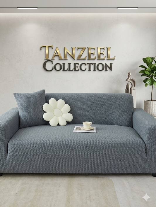 Stripe Jacquard Sofa Cover Grey