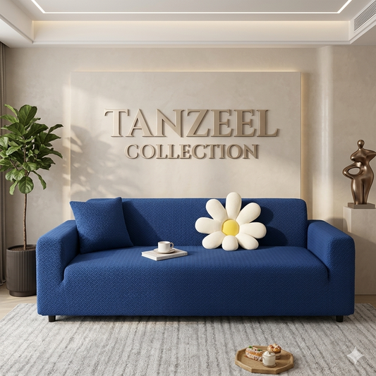 Stripe Jacquard Sofa Cover Blue