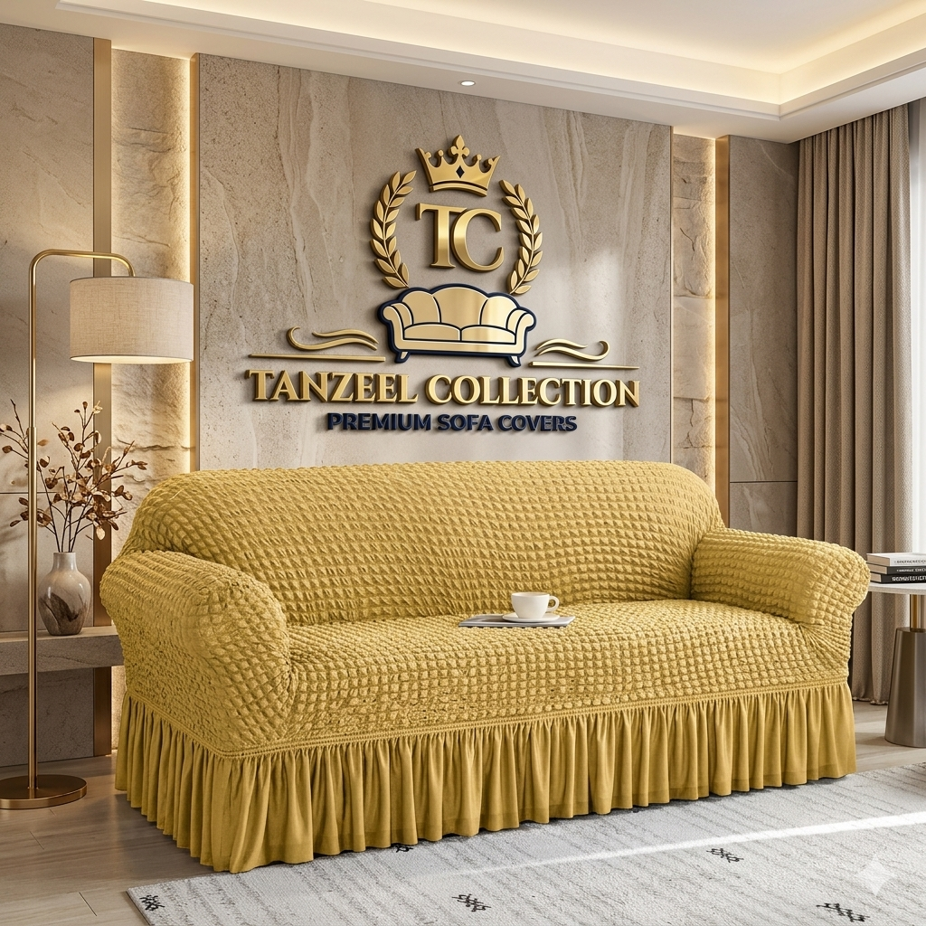 Frill Style Bubble Stuff Sofa Cover (Skin Golden Color)