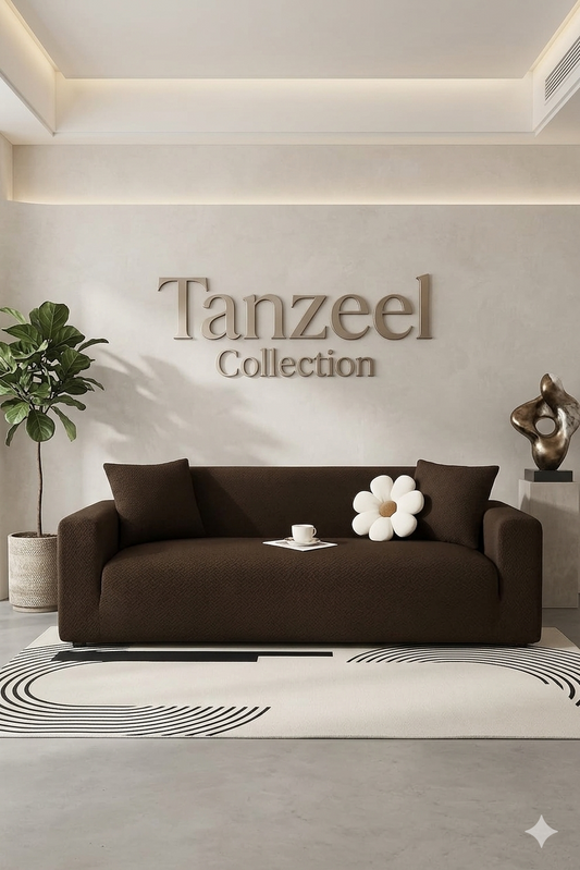 Stripe Jacquard Sofa Cover - Brown