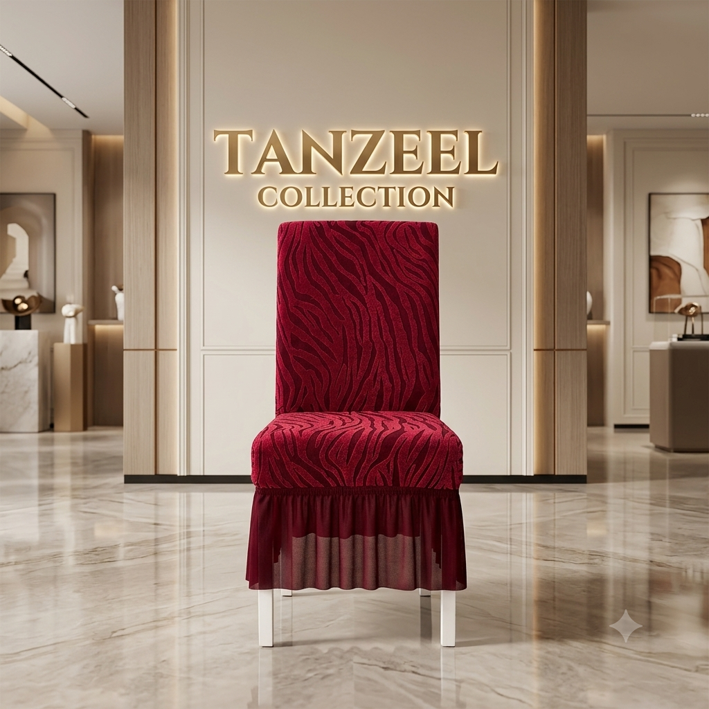 Zebra Valvet Chair cover( Maroon)