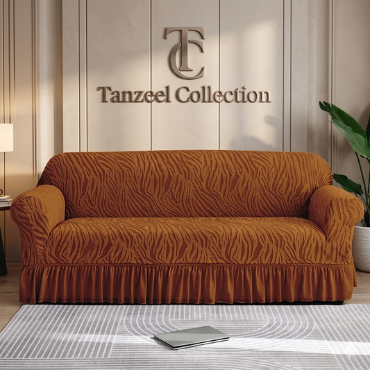 Zebra Velvet Sofa Cover (copper Colour)