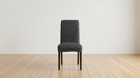 Fitted Style Bubble Stuff Chair Cover (Dark Grey Color)