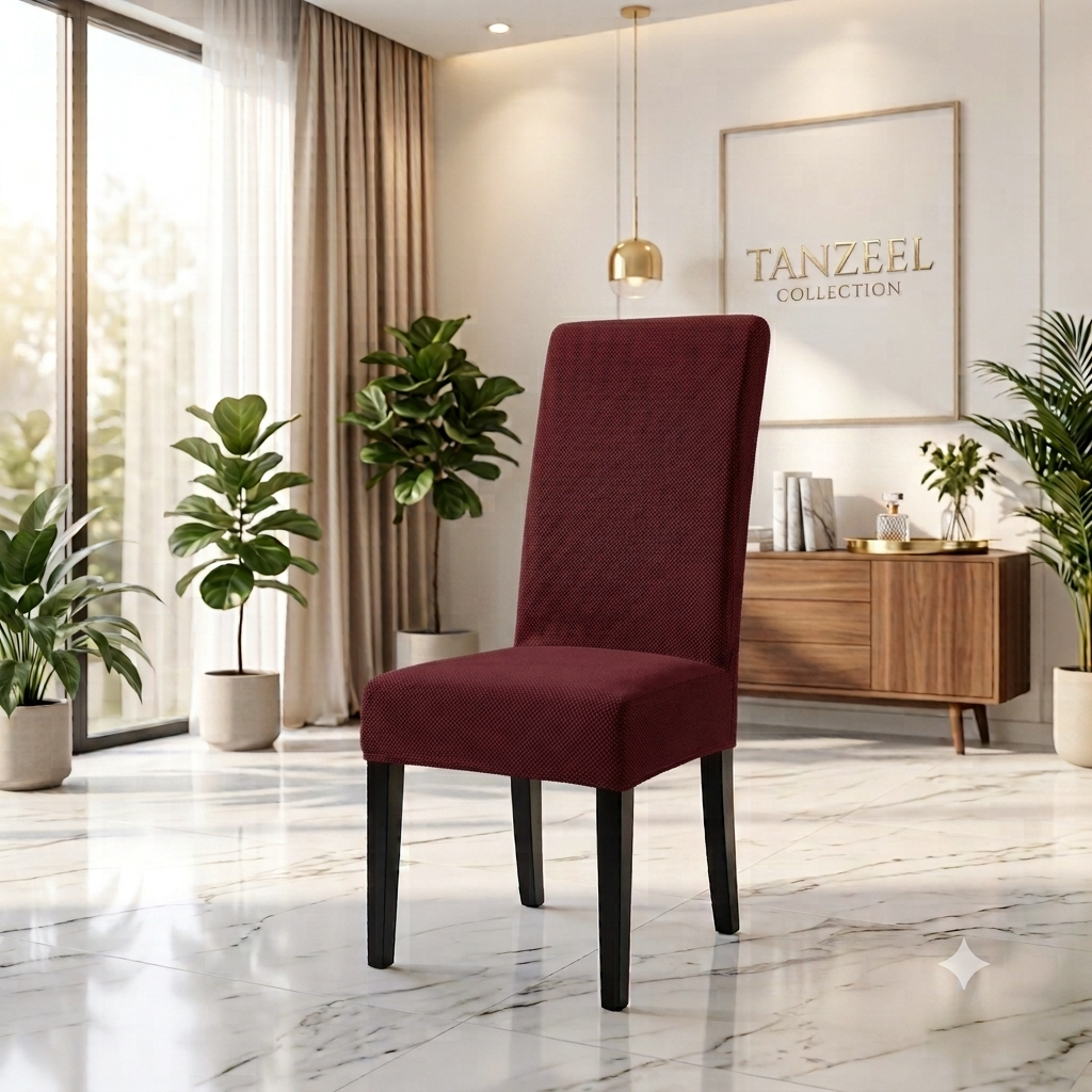 Fitted Style Micro Mesh Chair Cover (Maroon Color)