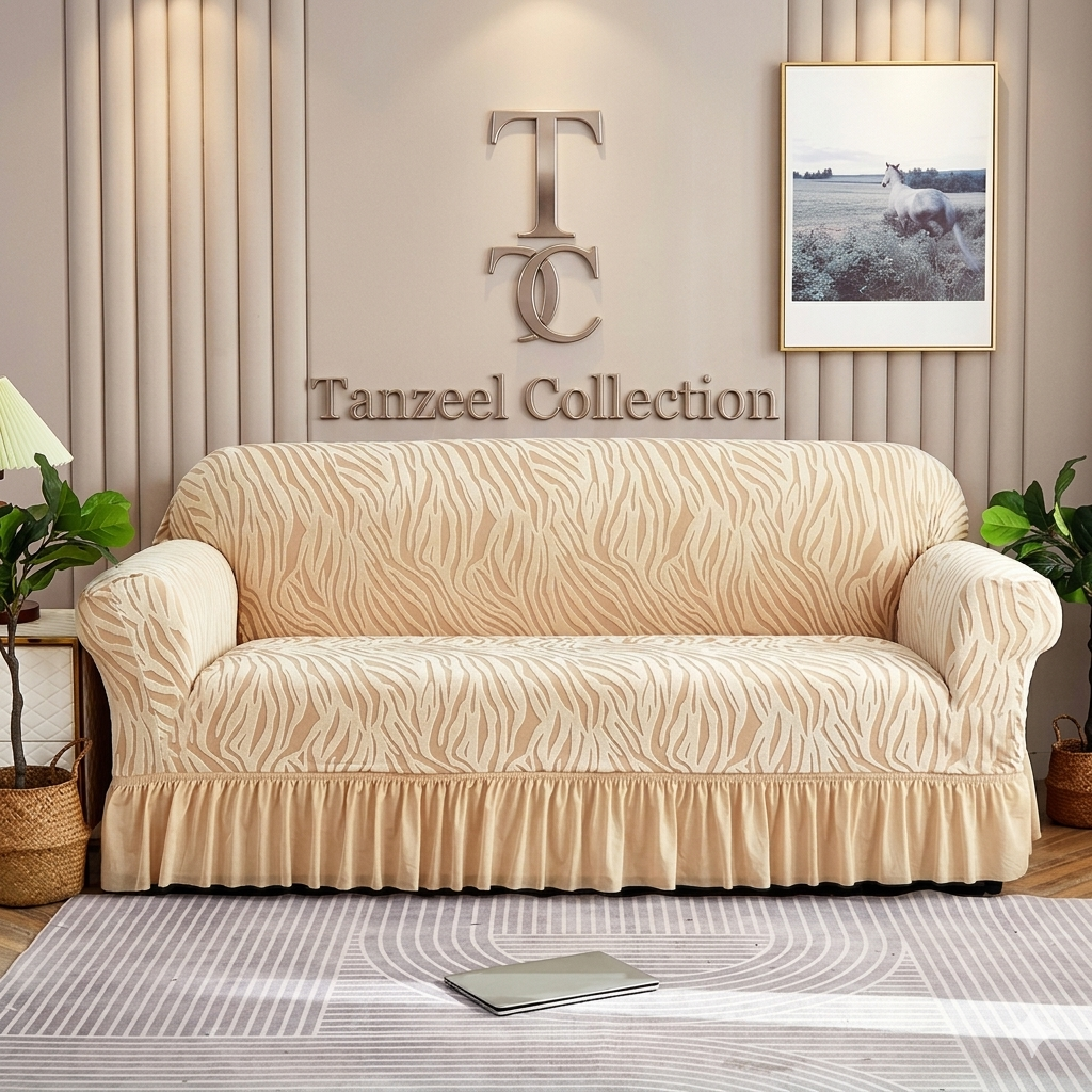 Zebra Velvet Sofa Cover (Skin Colour)