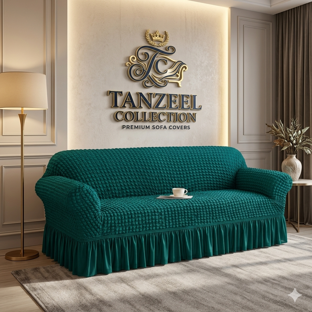 Frill Style Bubble Stuff Sofa Cover (Zinc Color)