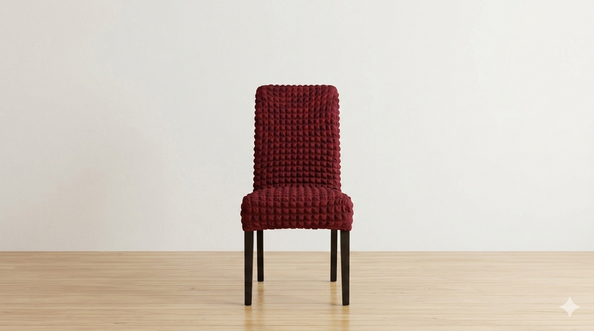 Fitted Style Bubble Stuff Chair Cover (Maroon Color)