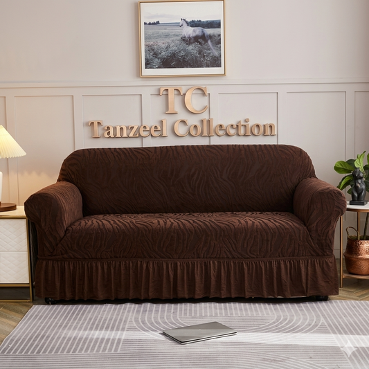 Zebra Velvet Sofa Cover (Brown Colour)