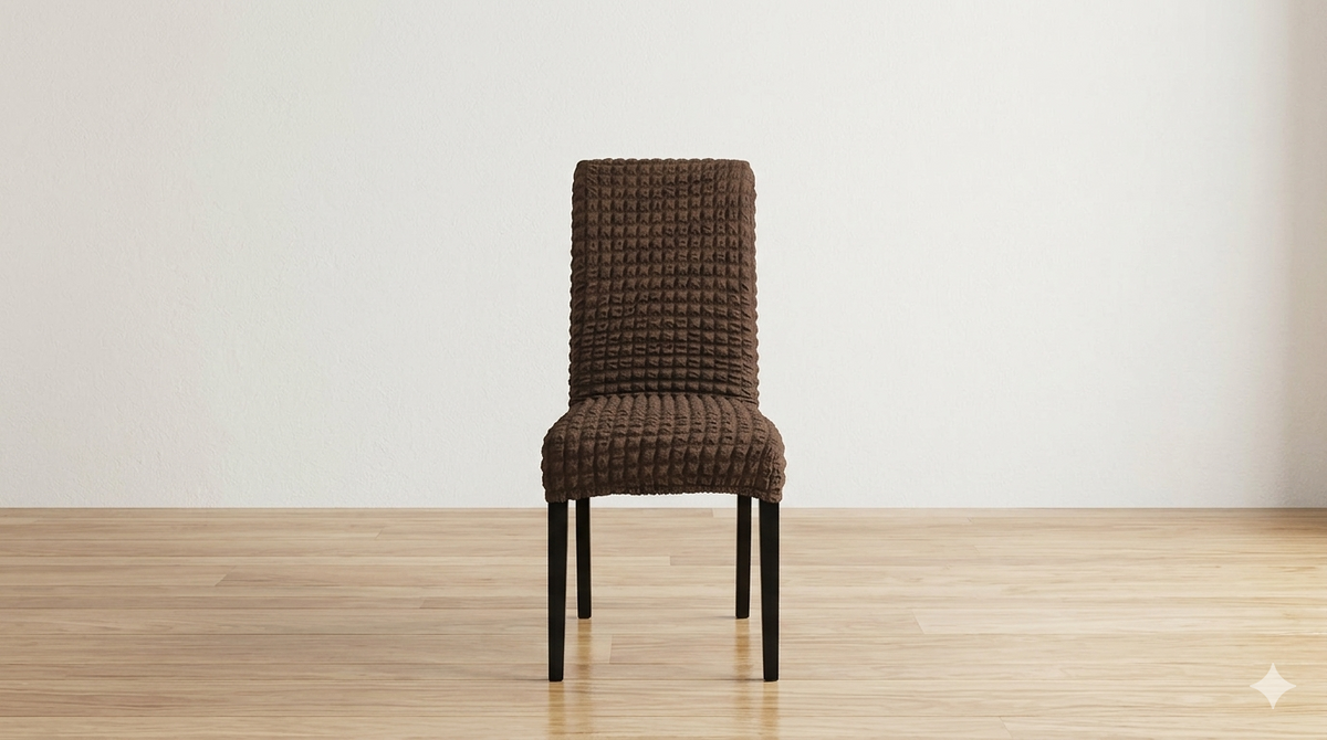 Fitted Style Bubble Stuff Chair Cover (Brown Color)