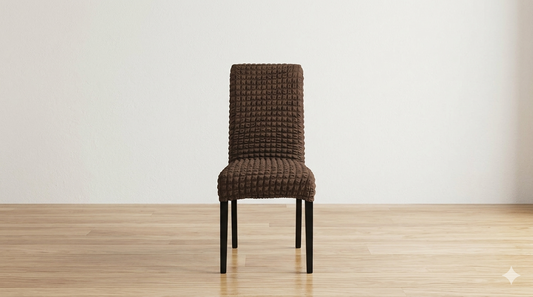 Fitted Style Bubble Stuff Chair Cover (Brown Color)