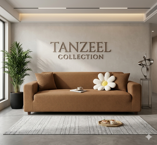 Stripe Jacquard Sofa Cover Copper