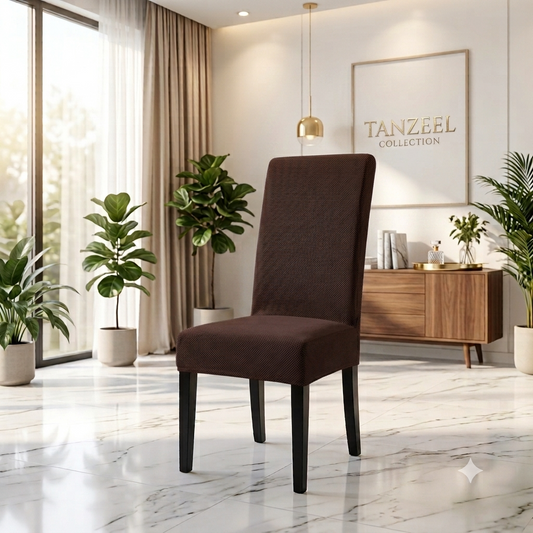 Fitted Style Micro Mesh Chair Cover (Brown Color)