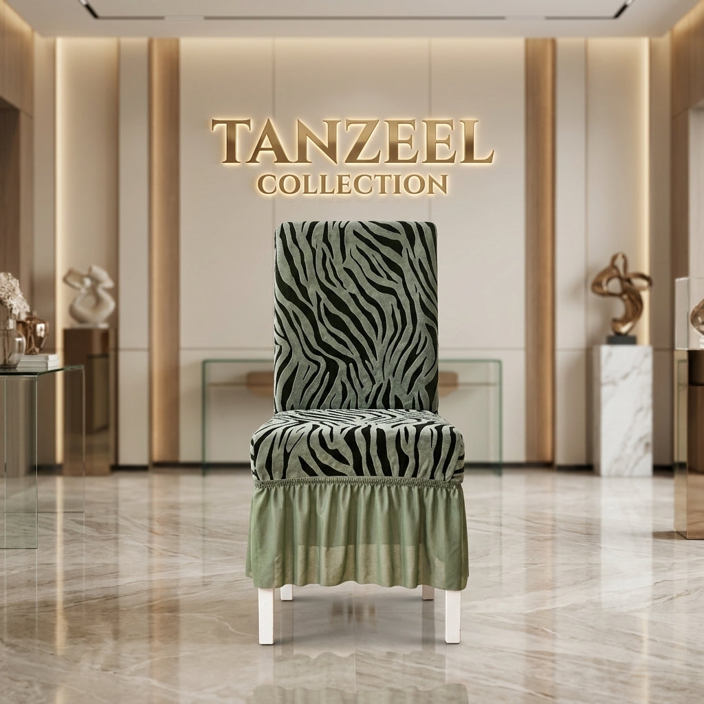 Zebra Valvet Chair cover (Coral Green)