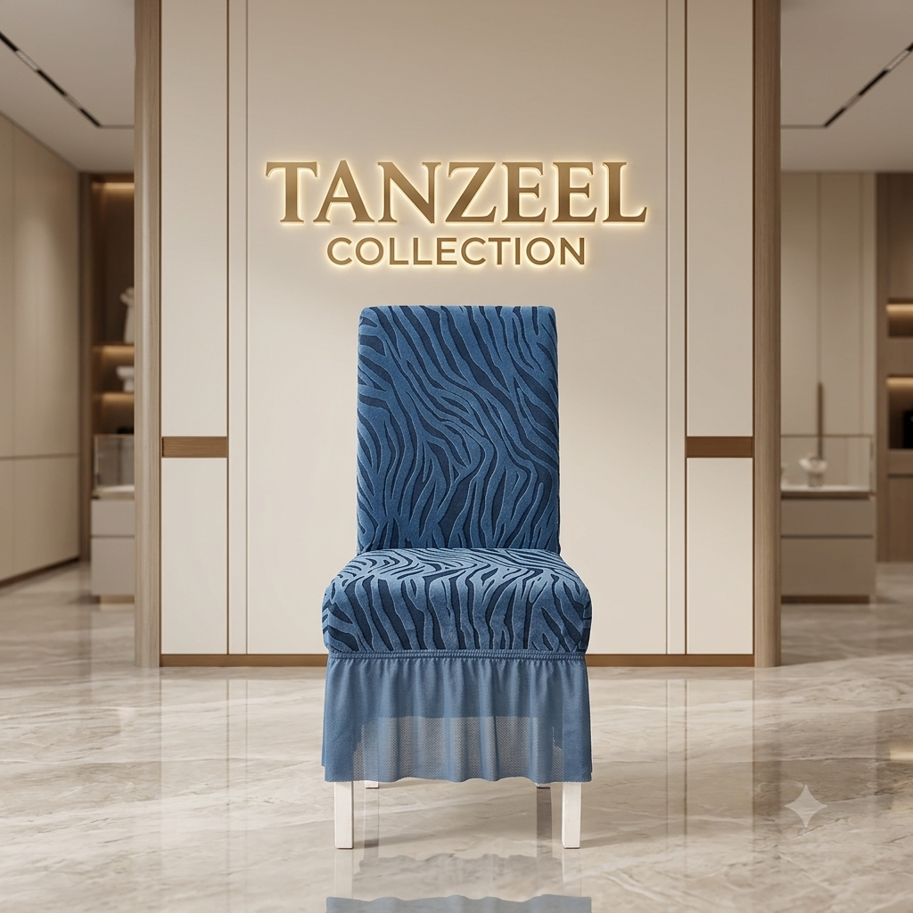 Zebra Valvet Chair cover (Blue)