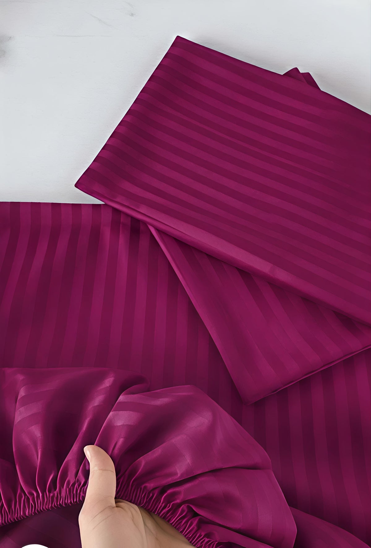 Stripe Fitted Bedsheet With 2Pillow Case (Purple)