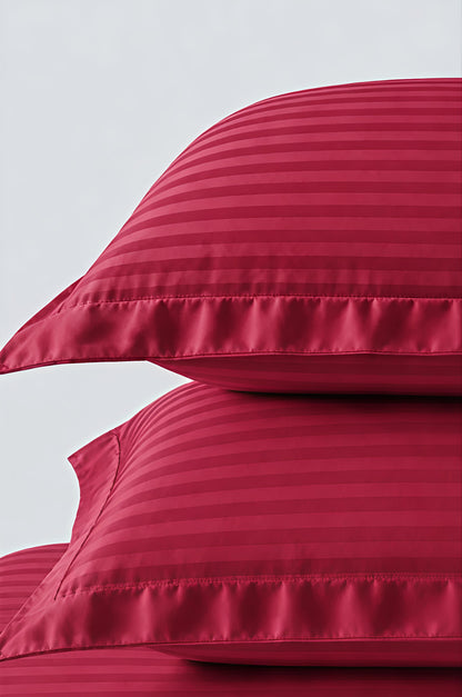 Stripe Fitted Bedsheet With 2Pillow Case (maroon)