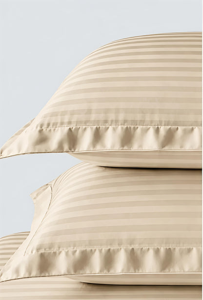 Stripe Fitted Bedsheet With 2Pillow Case (Baige)