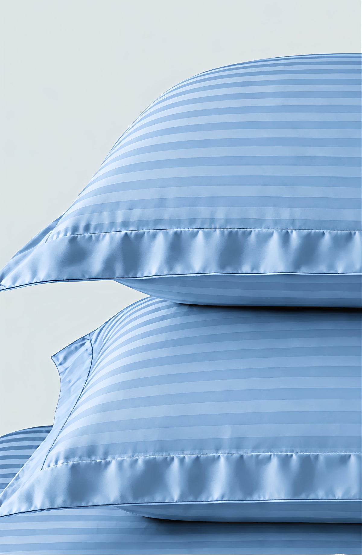Stripe Fitted Bedsheet With 2Pillow Case ( Sky blue)