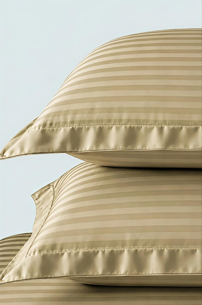 Stripe Fitted Bedsheet With 2Pillow Case (Beige)