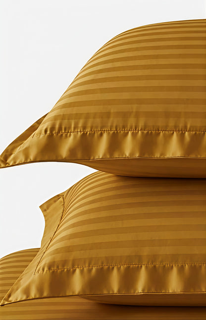 Stripe Fitted Bedsheet With 2Pillow Case (Mustard)