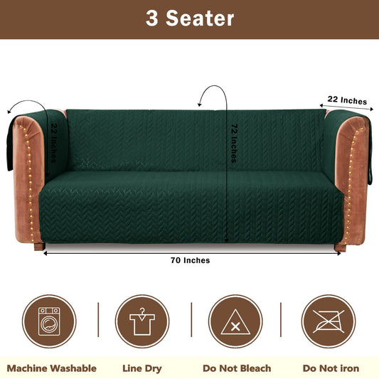 Premium Ultrasonic Quilted Cotton Sofa Protector - Green