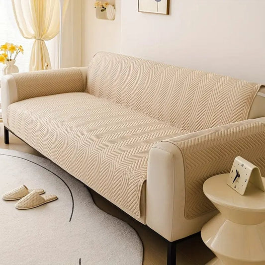 MAT ULTRASONIC WAVES STYLE SOFA COVER (BEIGE)