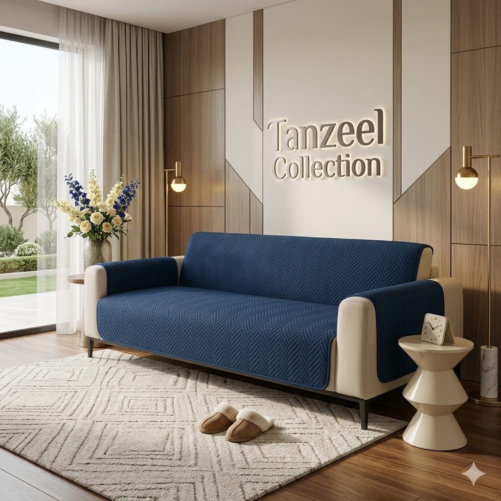 MAT ULTRASONIC WAVES STYLE SOFA COVER (Blue)