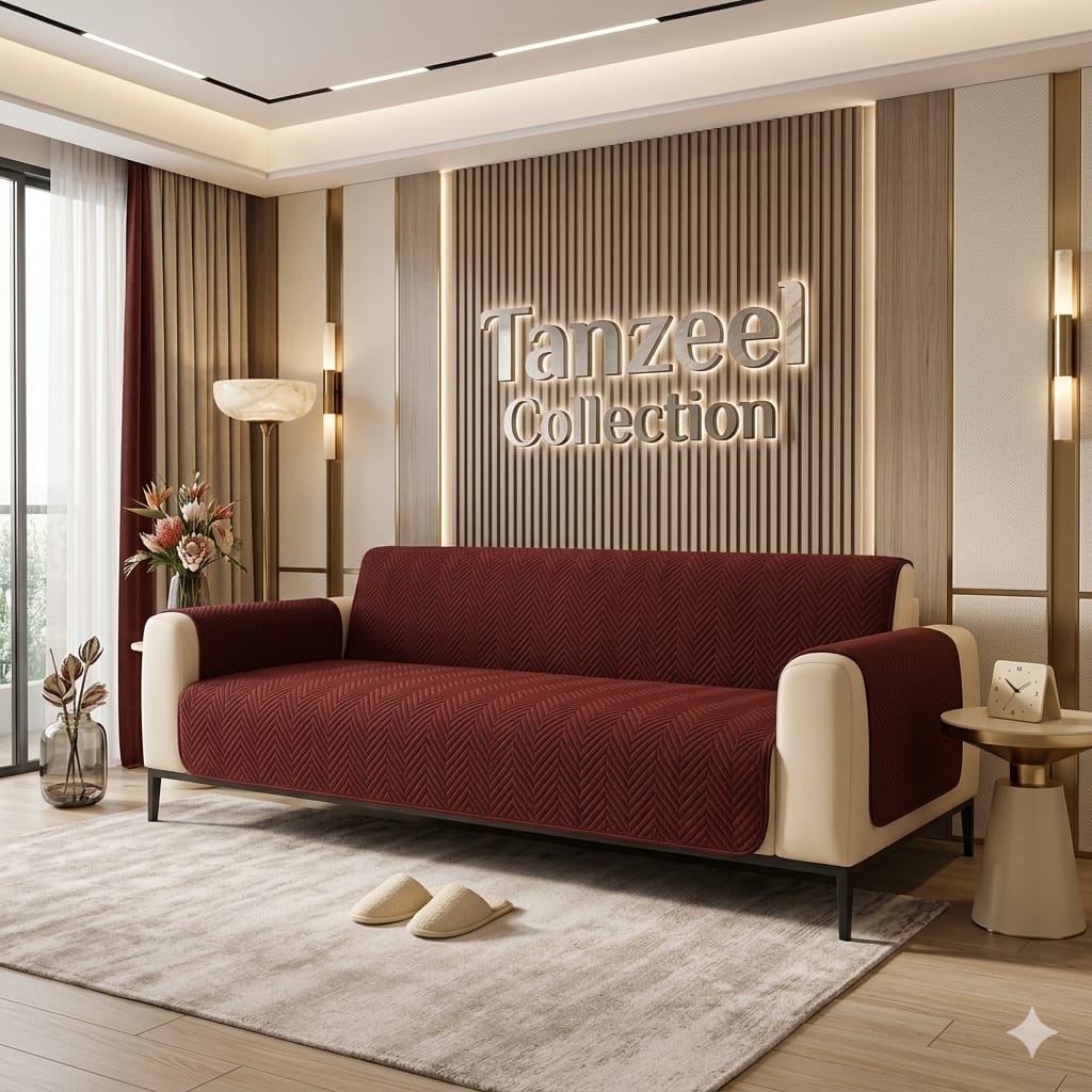 MAT ULTRASONIC WAVES STYLE SOFA COVER (MAROON)