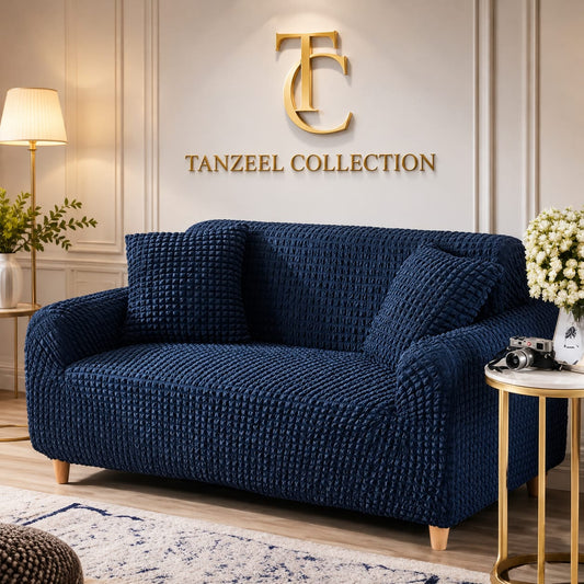 Fitted Style Bubble Stuff Sofa Cover (Blue Color)
