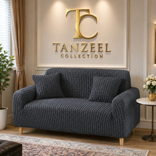 Fitted Style Bubble Stuff Sofa Cover (Dark Grey Color)