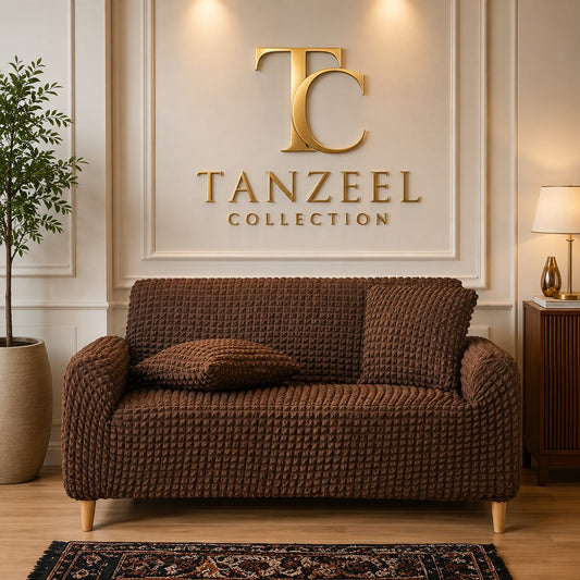 Fitted Style Bubble Stuff Sofa Cover (Brown Color)