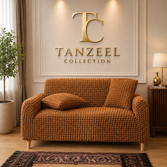 Fitted Style Bubble Stuff Sofa Cover (Copper Color)