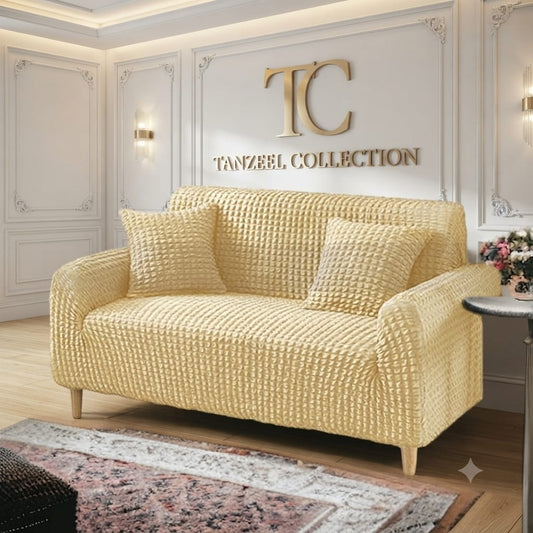 Fitted Style Bubble Stuff Sofa Cover (Skin Golden Color)